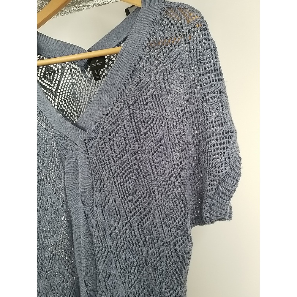 New Directions Womans Blue‎ XL Lace Cardigan Closed Pull Over - Picture 3 of 5